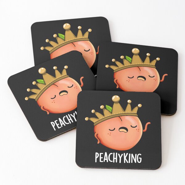 Item preview, Peachy King Funny Peach Pun (Dark BG) designed and sold by punnybone.