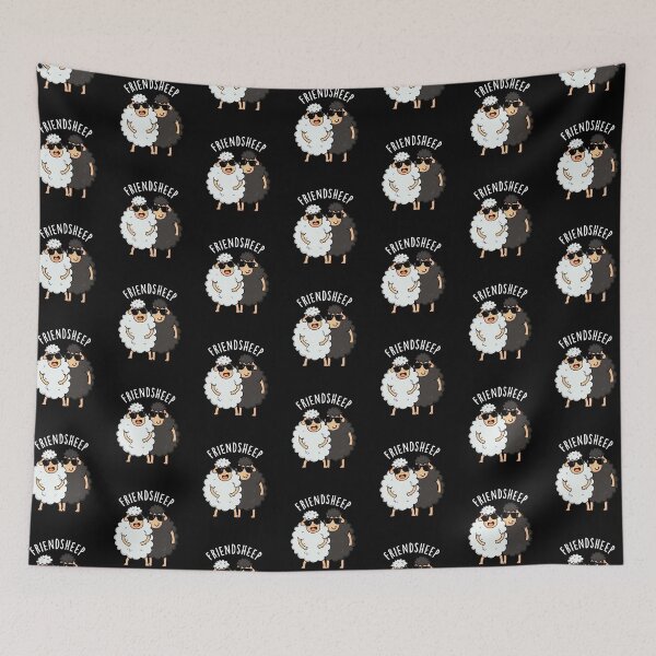 Item preview, Friend-sheep Funny Sheep Pun (Dark BG) designed and sold by punnybone.