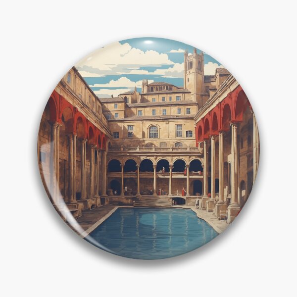 Item preview, Roman Baths United Kingdom england Vintage Poster Tourism  designed and sold by TravelersGems.