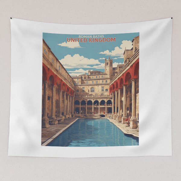 Item preview, Roman Baths United Kingdom england Vintage Poster Tourism  designed and sold by TravelersGems.