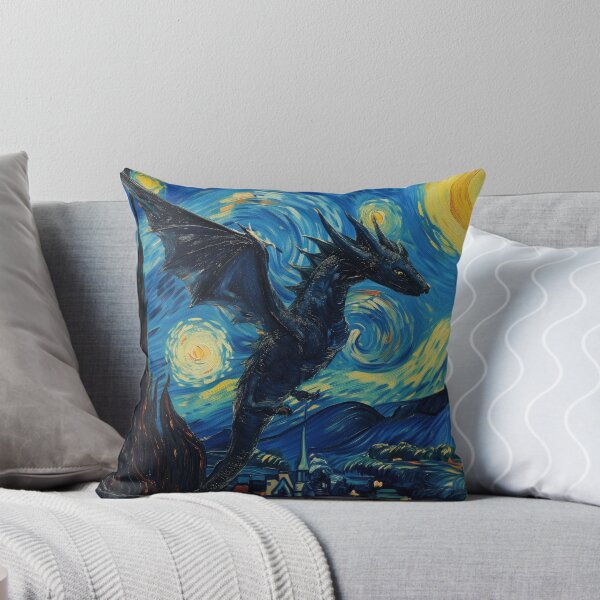 Item preview, Wyvern Attacking The Starry Night - Vincent Van Gogh, Parody Painting designed and sold by PrintShangri-La.
