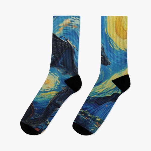 Item preview, Wyvern Attacking The Starry Night - Vincent Van Gogh, Parody Painting designed and sold by PrintShangri-La.