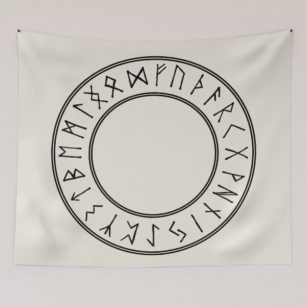 Item preview, Elder Futhark Rune Circle | Black on Bone designed and sold by Daniel Watts.