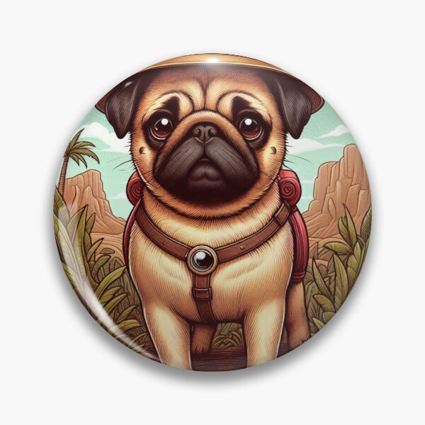 Item preview, a Pug wearing a tiny explorer hat, ready for an adventure designed and sold by X Sell.