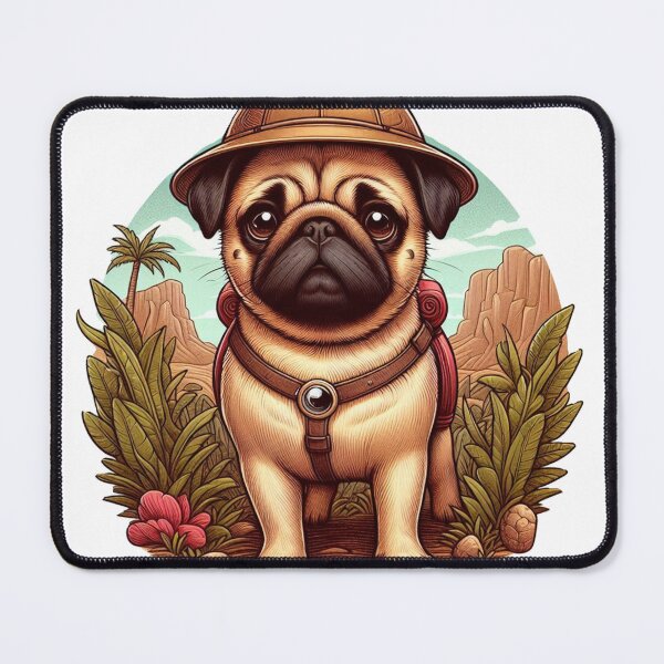 Item preview, a Pug wearing a tiny explorer hat, ready for an adventure designed and sold by X Sell.