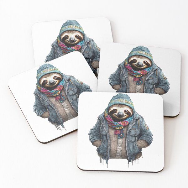 Item preview, sloth wearing a jackets hat and a scarf designed and sold by jnsmerchstore.