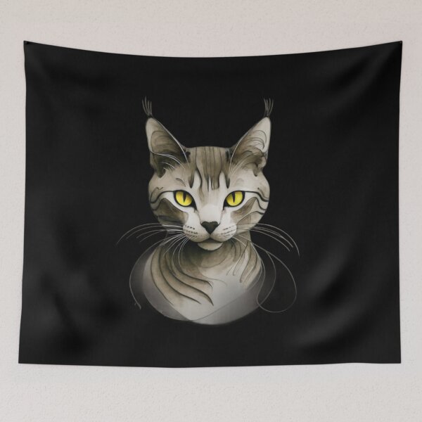 Item preview, Gato estilo caligrafía japonesa designed and sold by SoulPaws.