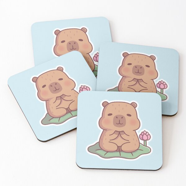 Item preview, Cute Capybara Meditating On Lotus Leaf designed and sold by rustydoodle.
