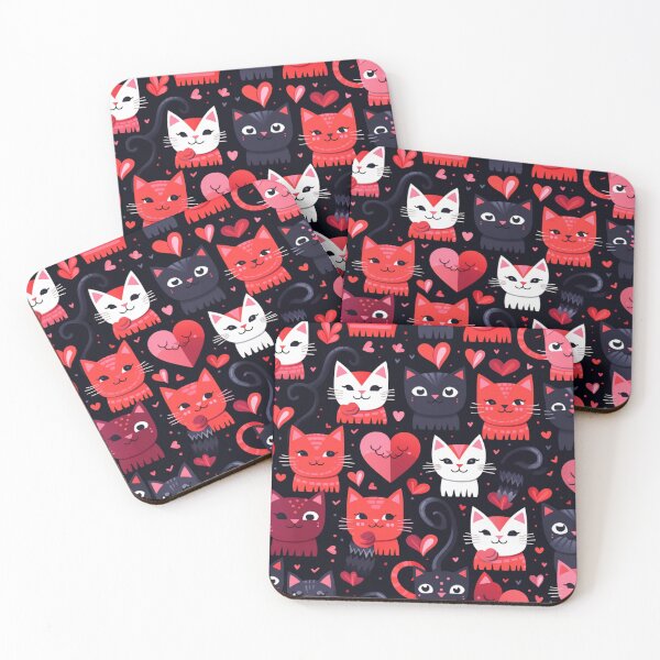 Item preview, Valentine beauty cats pattern designed and sold by SmileshareShop.