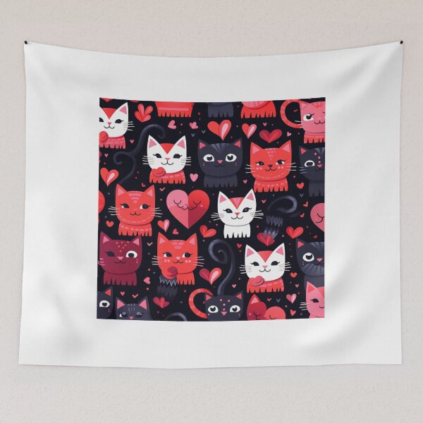Item preview, Valentine beauty cats pattern designed and sold by SmileshareShop.