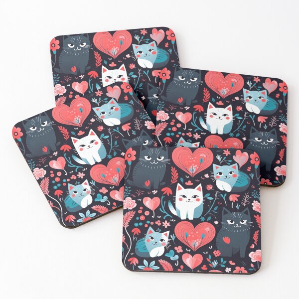 Item preview, Valentine beauty cats pattern designed and sold by SmileshareShop.
