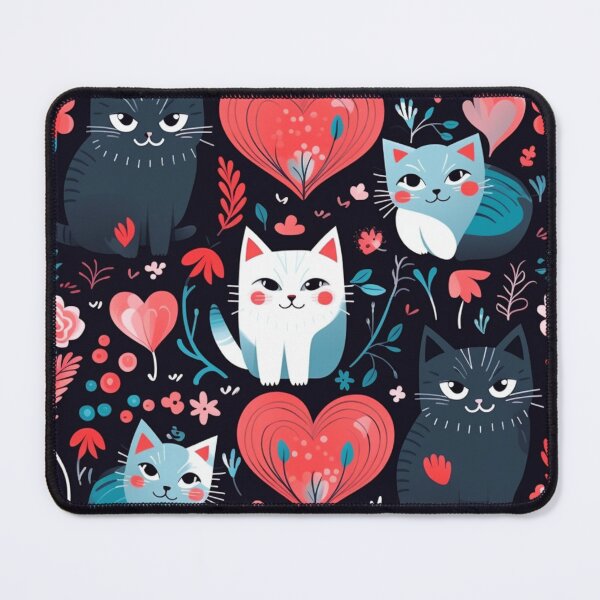 Item preview, Valentine beauty cats pattern designed and sold by SmileshareShop.