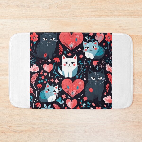 Item preview, Valentine beauty cats pattern designed and sold by SmileshareShop.
