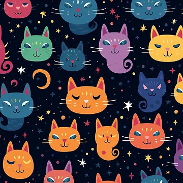 Artwork thumbnail, Galacticat abstract pattern by SmileshareShop