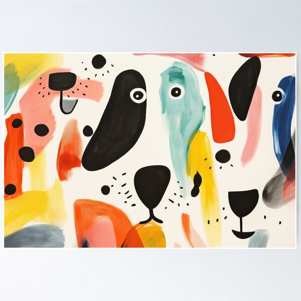 Item preview, Memphis dogs, abstract painting designed and sold by art_me_pliz.
