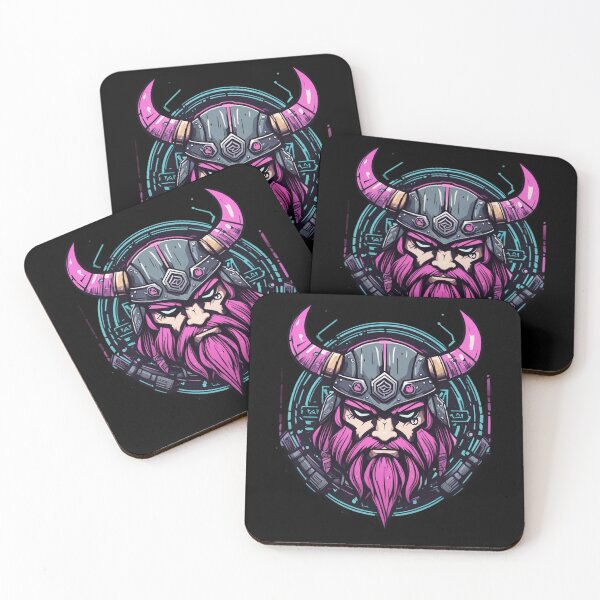 Item preview, Cyberpunk Viking, Neon Pink Unique Logo Design designed and sold by Burn-Ego.