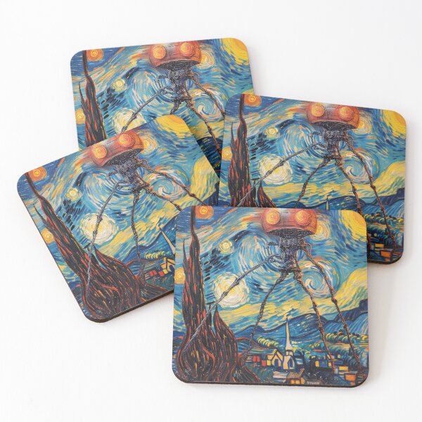Item preview, War of the Worlds Aliens Invading The Starry Night - Vincent Van Gogh, Parody Painting designed and sold by PrintShangri-La.