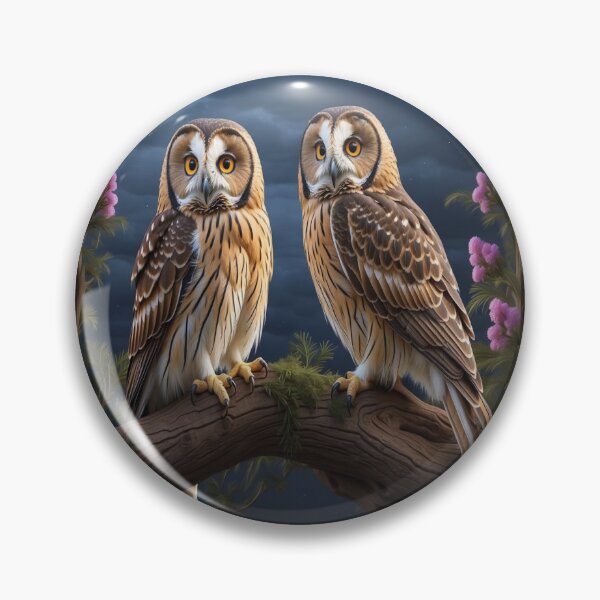 Item preview, Majestic Short-Eared Owls Perched on a Mystical Night Tree designed and sold by dimaxstore.