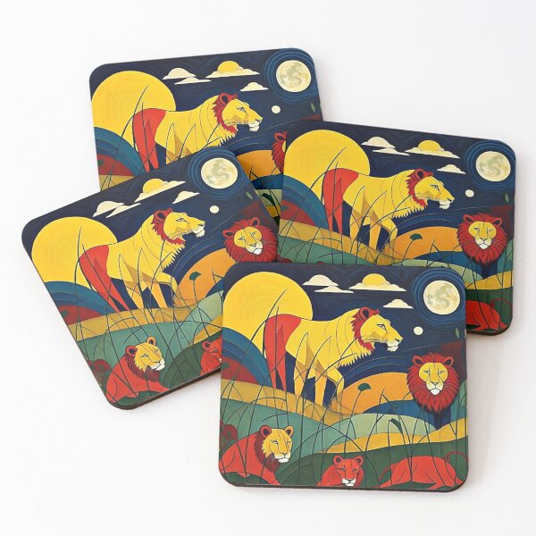 Item preview, Lions in moonlight designed and sold by George Hutton Hunter.