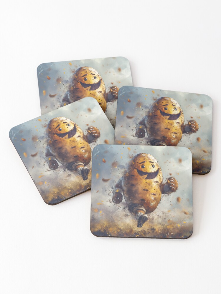 Thumbnail 1 of 5, Coasters (Set of 4), Running Potatoe designed and sold by Sp3ctrumOfColor.