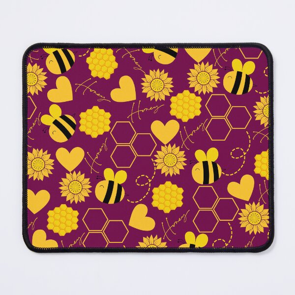 Item preview, honey bees honeycomb sunflower cute yellow purple floral pattern designed and sold by DesignYourWaystore.