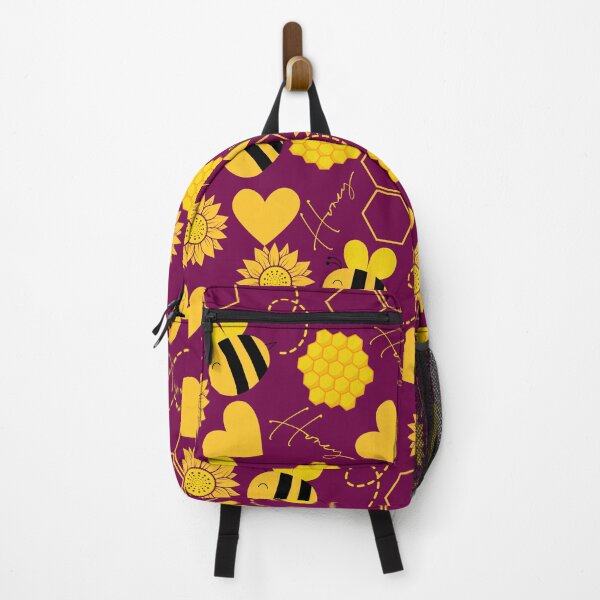 Item preview, honey bees honeycomb sunflower cute yellow purple floral pattern designed and sold by DesignYourWaystore.