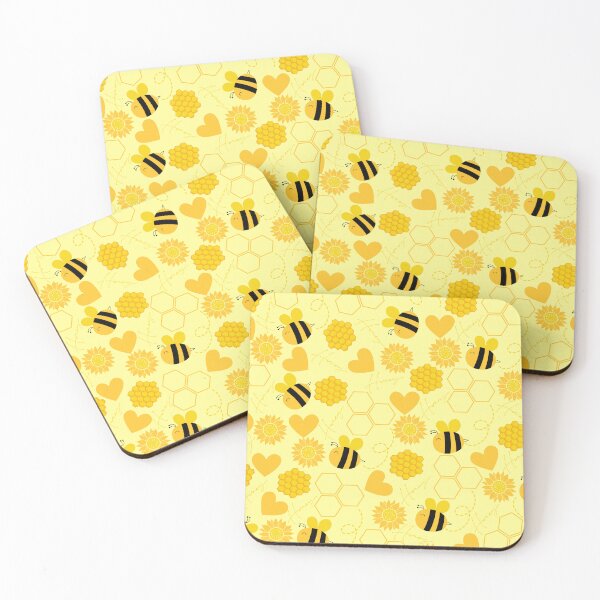Item preview, honey bees honeycomb sunflower cute yellow vintage floral pattern designed and sold by DesignYourWaystore.