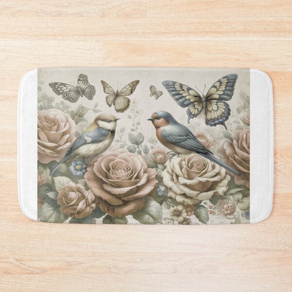 Item preview, Enchanted Garden: Serenade of Birds and Dance of Butterflies Shabby Chic Artwork designed and sold by irek07.