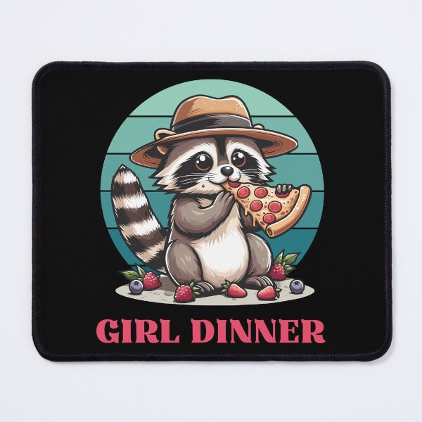 Item preview, Girl Dinner - Racoon Eating Pizza designed and sold by Kawaii-n-Spice.