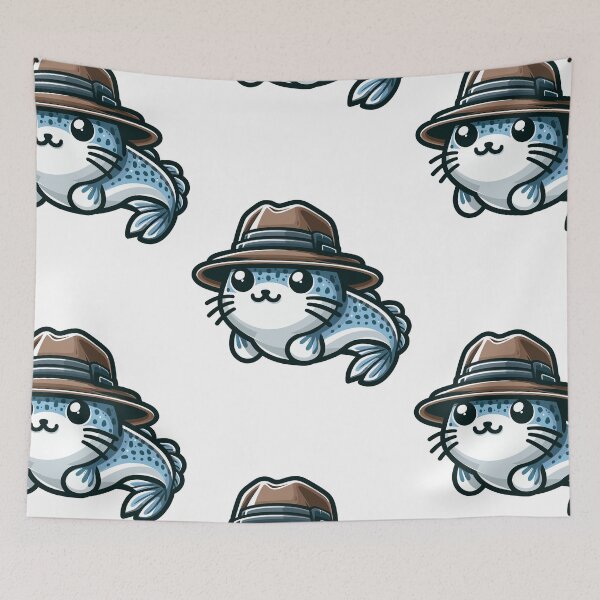 Item preview, Stylish Catfish with Hat designed and sold by ArtfulWeave.