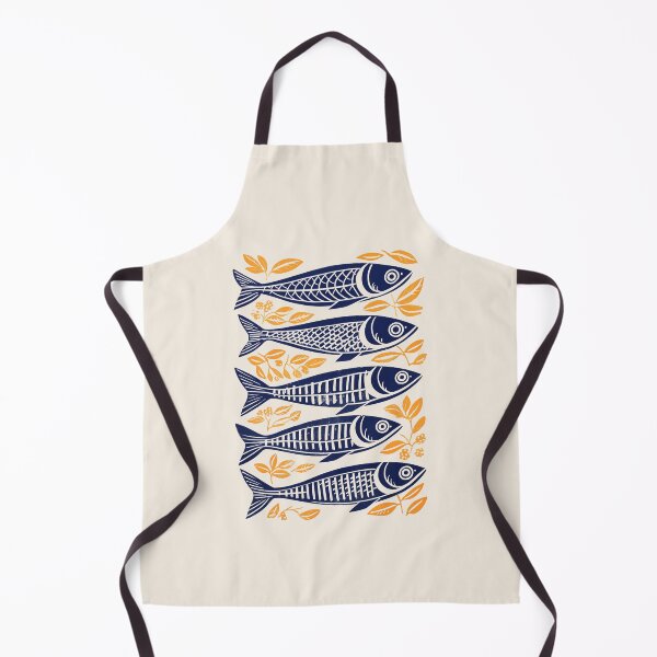 Item preview, Danish Woodcut Linocut Sardine Fish Print designed and sold by Kat.