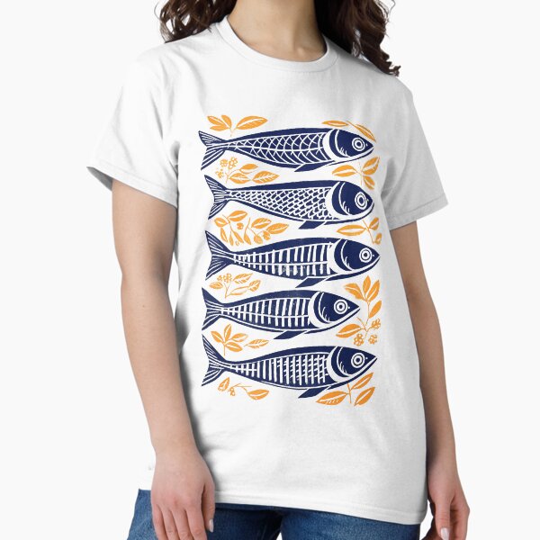 Artikel-Vorschau von Dänischer Holzschnitt-Linolschnitt-Sardinenfisch-Druck, designt und verkauft von Kat.
