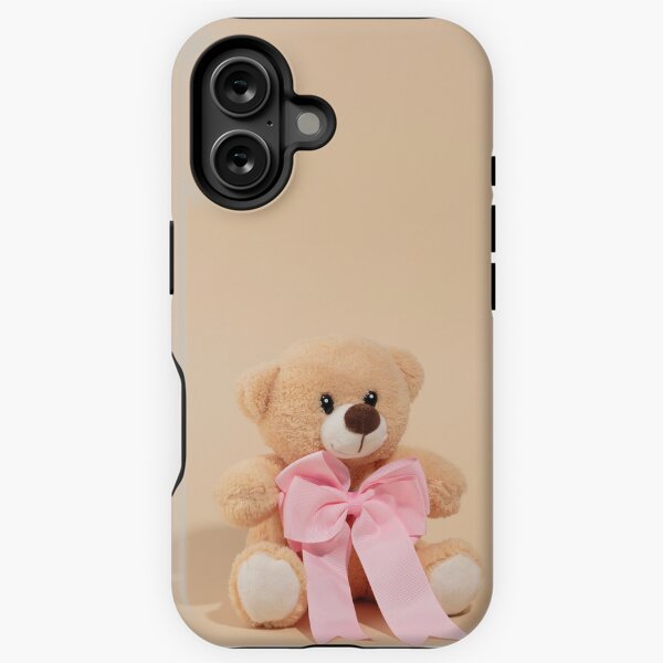 Teddy Bear with Pink Bow Funda resistente para iPhone