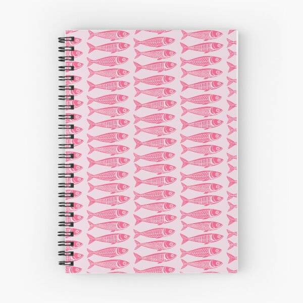 Item preview, Danish Woodcut Linocut Sardine Fish Print Pink designed and sold by Kat.