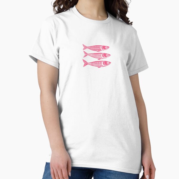 Artikel-Vorschau von Dänischer Holzschnitt Linolschnitt Sardine Fischdruck Rosa, designt und verkauft von Kat.