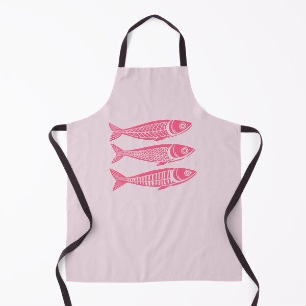 Item preview, Danish Woodcut Linocut Sardine Fish Print Pink designed and sold by Kat.