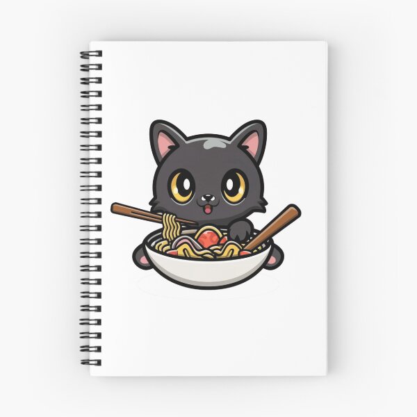 Item preview, Black cat eating ramen designed and sold by StickerStyleHub.