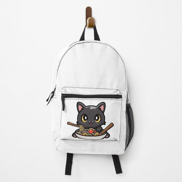 Item preview, Black cat eating ramen designed and sold by StickerStyleHub.