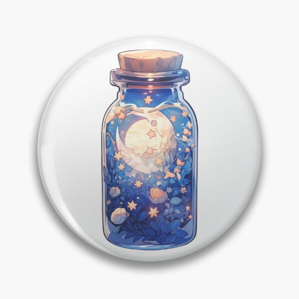 Item preview, Cute Kawaii Blue Moon Brew Flask with Stars and Flowers  designed and sold by CozyKawaiiArt.