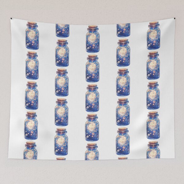 Item preview, Cute Kawaii Blue Moon Brew Flask with Stars and Flowers  designed and sold by CozyKawaiiArt.