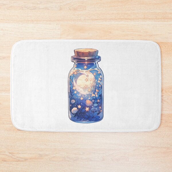Item preview, Cute Kawaii Blue Moon Brew Flask with Stars and Flowers  designed and sold by CozyKawaiiArt.