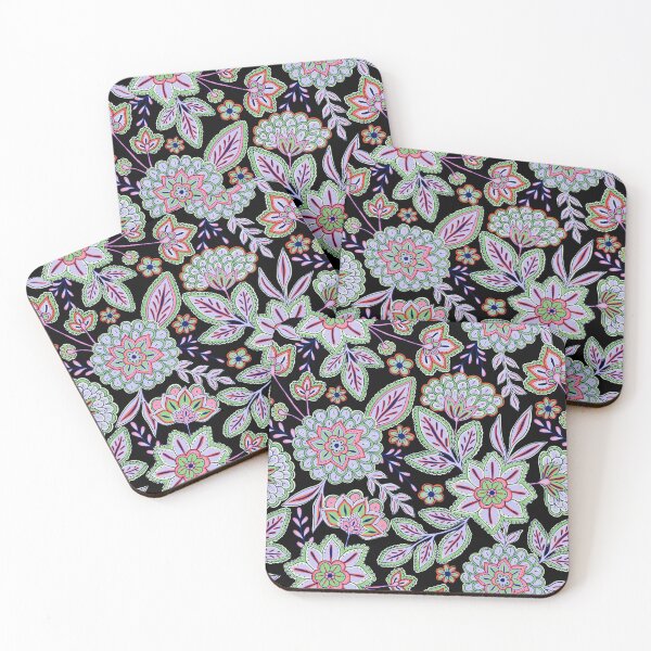 Item preview, Pretty boho flowers - Black designed and sold by Illustrated by Nat.