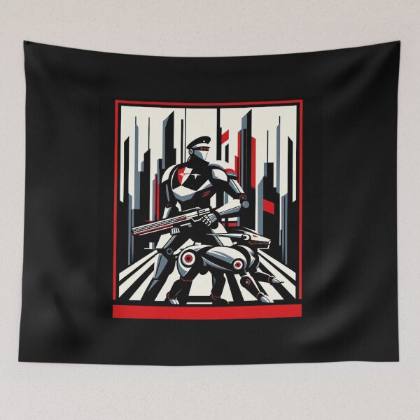 Item preview, Tesla bot police officer and dog designed and sold by TEEJAMBOREE.