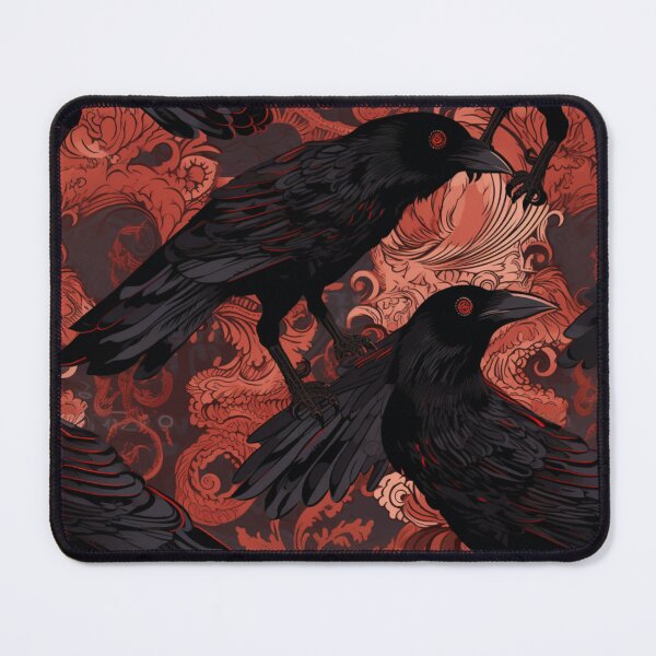 Item preview, Black Ravens on Red Floral Pattern designed and sold by GothiCally.