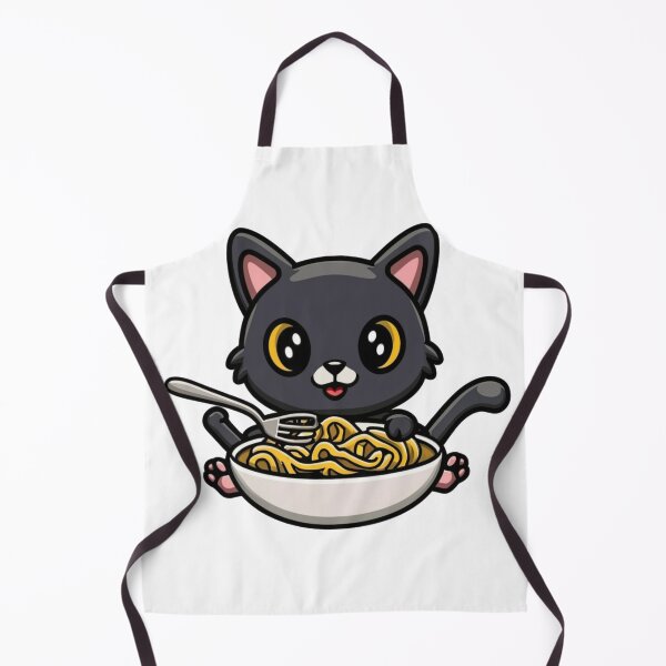 Item preview, Black cat eating spaghetti designed and sold by StickerStyleHub.