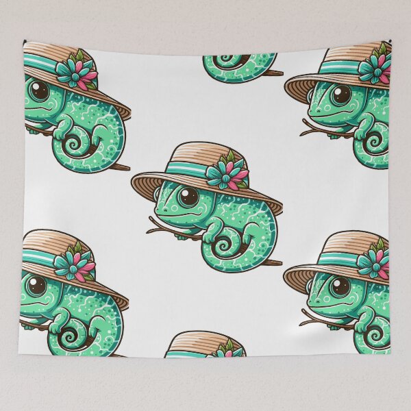 Item preview, Stylish Chameleon with Hat designed and sold by ArtfulWeave.