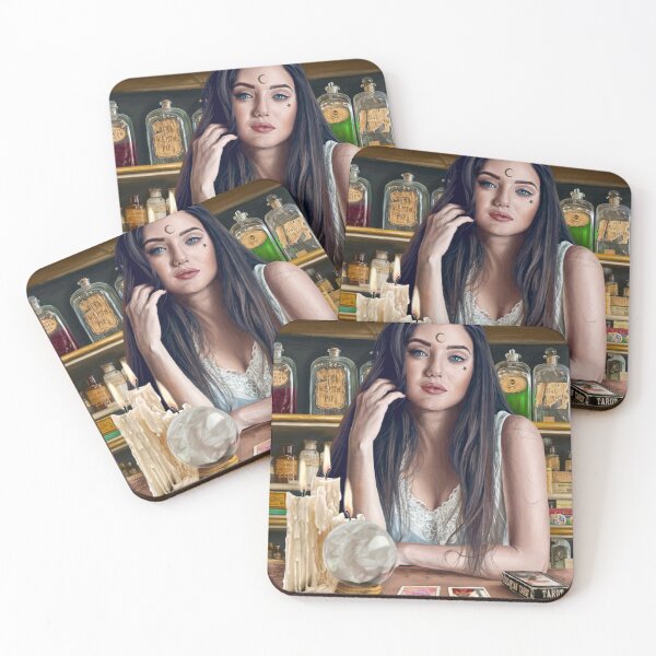 Item preview, Magic Foretold - A Beautiful Witch in an Apothecary Shop with Tarot Cards designed and sold by EmilyDewsnap.