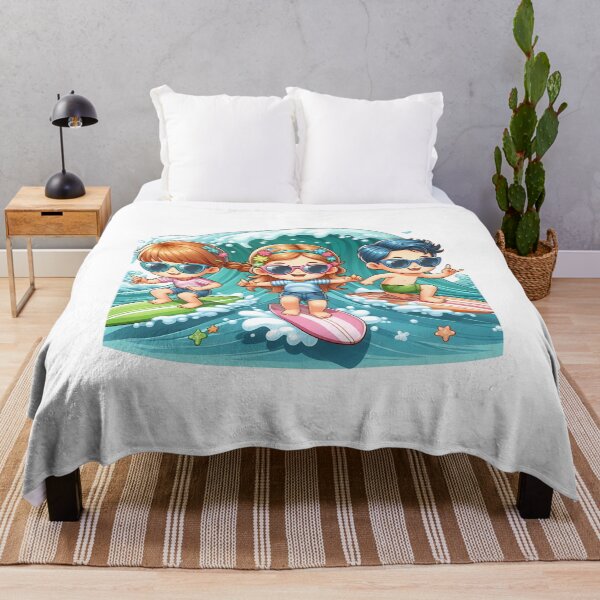 Item preview, Kids surfing wave in ocean enjoying holidays designed and sold by vectorillus.