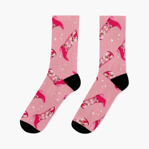 Item preview, Cowboy boots with flowers and hearts on vibrant pink background, seamless pattern. Cute festive repeat pattern. Bright colorful vector design. designed and sold by BlueLela.