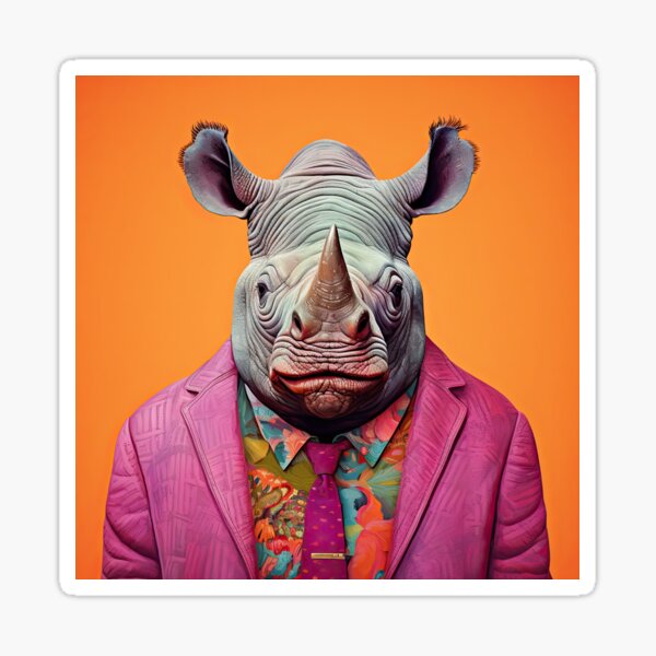 Item preview, Anthropomorphic Rhino in Funky Suits Animal Portrait designed and sold by GulDesignCo.